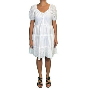 PR Tiered Short Sleeve Dress 👗 with Scalloped Hem